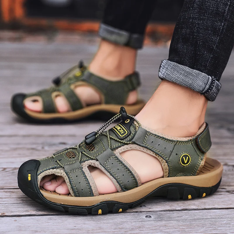 Summer Men Sandals Leather Mens Casual Shoes Breathable Outdoor Sandals for Men Beach Shoes Slippers Fashion Roman Shoes - Image 3