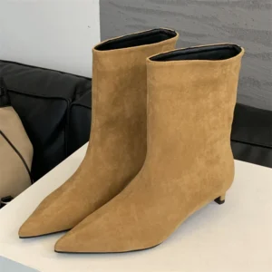 Eilyken Autumn Winter Pointed Toe Ankle Boots Women Designer Vintage Thin Low Heel Shoes Modern SHort Botas Zapatos De Mujer
